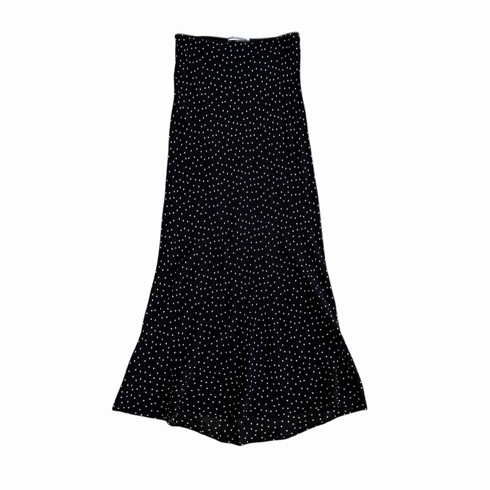 Reformation Layla Black & White Swiss Dots Print Midi Skirt, Polka Dots, Small